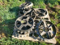 Cultivator / Packer Parts - (6) Packer Wheels, (5) C Shanks, Skid Lot -- Item Located @ 187