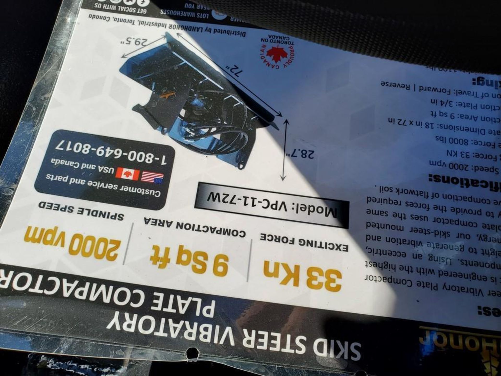 Land Honor VPC11-72W Plate Tamper 'NEW' - Image 8 of 12