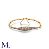 A Diamond Bracelet inn yellow gold and platinum, set with round cut and rose cut diamonds. Marks