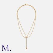 CARTIER, A Tri-Color Cartier Baby Trinity Pampilles Lariat Necklace, comprising a trinity motif from