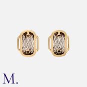 HERMES. A Pair of Earclips in 18K yellow gold and silver, in a belt buckle design. Signed Hermes