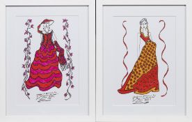 * ROZ JENNINGS, TWO ORIGINAL ILLUSTRATIONS OF DESIGNS FOR LAURA ASHLEY