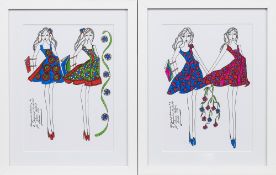 * ROZ JENNINGS, TWO ORIGINAL ILLUSTRATIONS OF DESIGNS FOR LAURA ASHLEY