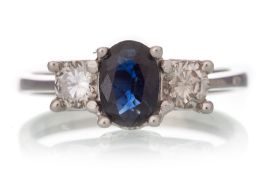 SAPPHIRE AND DIAMOND RING,