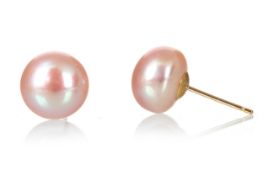 PAIR OF PINK PEARL STUD EARRINGS,