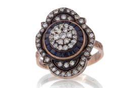 SAPPHIRE AND DIAMOND DRESS RING,