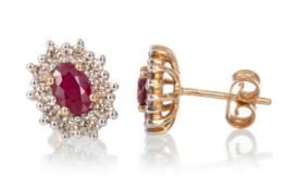 PAIR OF RUBY AND DIAMOND EARRINGS,