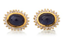 PAIR OF SAPPHIRE AND DIAMOND EARRINGS,