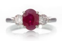 MAPPIN AND WEBB RUBY AND DIAMOND RING,