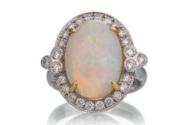 OPAL AND DIAMOND RING,