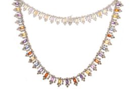 IMPRESSIVE MULTICOLOURED SAPPHIRE AND DIAMOND NECKLACE,