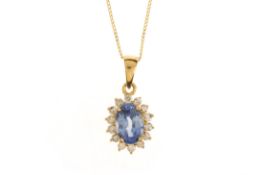 SAPPHIRE AND DIAMOND PENDANT,