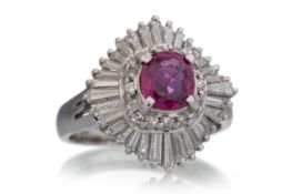 RUBY AND DIAMOND BALLERINA RING,