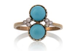 TURQUOISE AND DIAMOND RING,