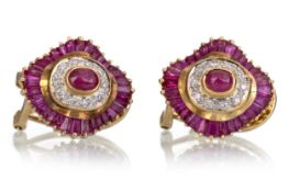 PAIR OF RUBY AND DIAMOND EARRINGS,