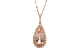 MORGANITE AND DIAMOND PENDANT,