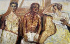 * JAMES HARDIE (SCOTTISH 1938 - 2024), PORTRAIT OF GWEN HARDIE, MARY MORTON AND AMY HARDIE ON THE FE