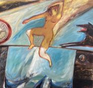 * JAMES HARDIE (SCOTTISH 1938 - 2024), HIGHWIRE WITH DOG