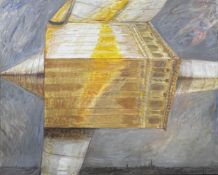 * JAMES HARDIE (SCOTTISH 1938 - 2024), PLANE OVER CITY