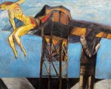 * JAMES HARDIE (SCOTTISH 1938 - 2024), WOMAN AND CRANE