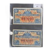 THE UNION BANK OF SCOTLAND FIVE ONE POUND NOTES