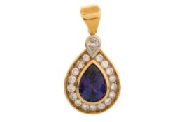 TANZANITE AND DIAMOND PENDANT,