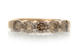 COGNAC DIAMOND FIVE STONE RING,