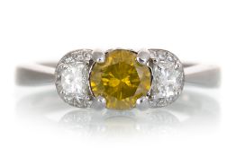 CERTIFICATED DIAMOND THREE STONE RING,