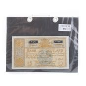 BANK OF SCOTLAND FIVE POUND NOTE