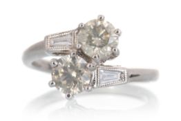 CERTIFICATED DIAMOND TWO STONE RING,