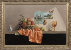 * DEBORAH JONES (BRITISH 1921 - 2012), STILL LIFE WITH FRUIT AND BUTTERFLY