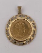 14kt yellow gold coin pendant with Kon. Wilhelmina 1913.
Nice coin pendant with twisted and openwork
