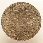 Austrian Thaler from 1780, the reign of Maria Theresa of Austria.0.835 silver.