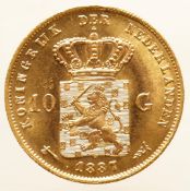 10 guilder gold Willem III 1887. Beautiful. 6.72 grams, 900/1000.