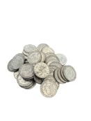 lot of 51 times 1 guilderJuliana, 50s and 60s. silver 336 grams.