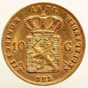 10 guilder gold Willem III 1875. Beautiful. 6.72 grams, 900/1000.
