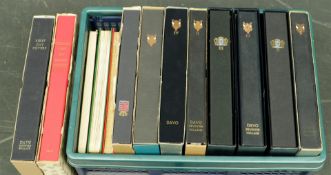 A small collection of stamps and first day envelopes, divided into (8) vintage Davos Albums, Theme L