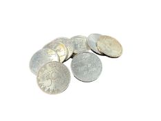 Various silver 50 and 10 guilders, silver 239 grams.