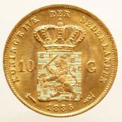 10 guilder gold Willem III 1885. Beautiful. 6.72 grams, 900/1000.