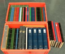 A large collection of stock books (ca. 40) the entire world, also (4) albums "edelcollection" on WWI