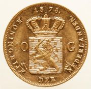 10 guilder gold Willem III 1875. Beautiful. 6.72 grams, 900/1000.