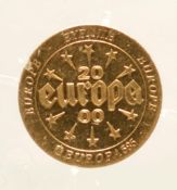 Medal “Europe calendar 2000” 14kt gold, 0.5 grams.