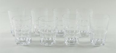 A lot of eight crystal Val Saint Lambert glasses, signed on the bottom 'VSL'. (various sizes).