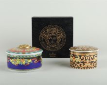 Two porcelain lidded boxes with Rococco and Le Roysoleil decor. Rosenthal for Versace. Germany, late