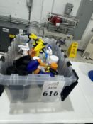 LOT CONSISTING OF PLASTIC TOTE WITH CLEANING SUPPLIES