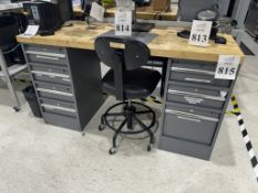 GLOBAL DOUBLE PEDESTAL WORKBENCH WITH CONTENTS