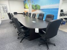 LOT CONSISTING OF 20' OVAL CONFERENCE TABLE AND (14) CHAIRS