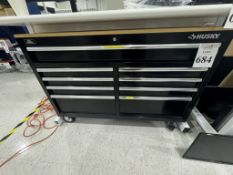 HUSKY 9 DRAWER TOOL BOX WITH CONTENTS ON CASTERS
