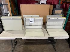 ASSORTED WALL MOUNTED FOLD DOWN SHOP DESKS