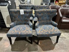 WOOD AND FABRIC ARM CHAIRS